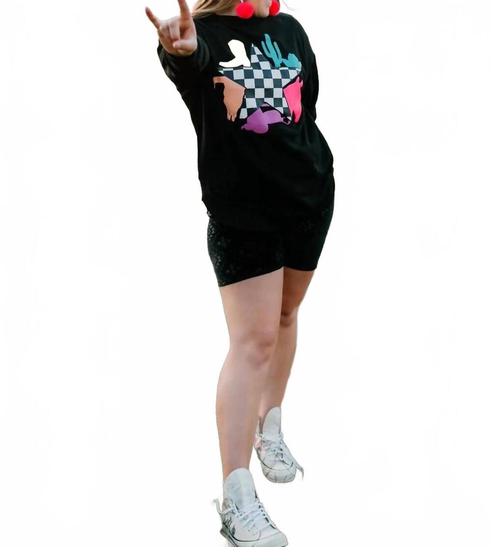 NEW 2FLYCO pony puff long sleeve tee in black